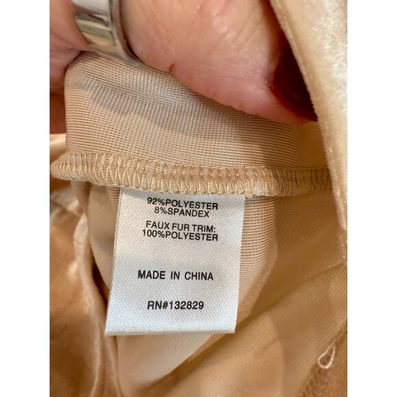 NEW Superdown Beige Cream Erika Feather Trim Velvet Mini Dress NWT - Size XS - Picture 5 of 9